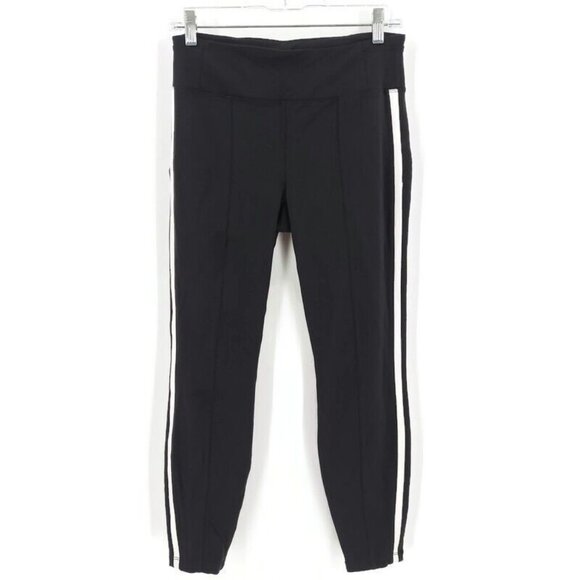 Athleta Sz M Metro Ankle Legging Athletic Retro Side Stripe Back Media ZipPocket - Picture 2 of 13